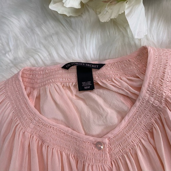 Victoria's Secret SILK Smocked Pink Blouse Top - Picture 8 of 11
